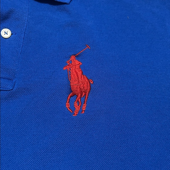Vintage Ralph Lauren Blue Red Big Pony Polo - Picture 2 of 5
